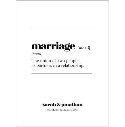 MARRIAGE IS bröllopstavla/bröllopsposter