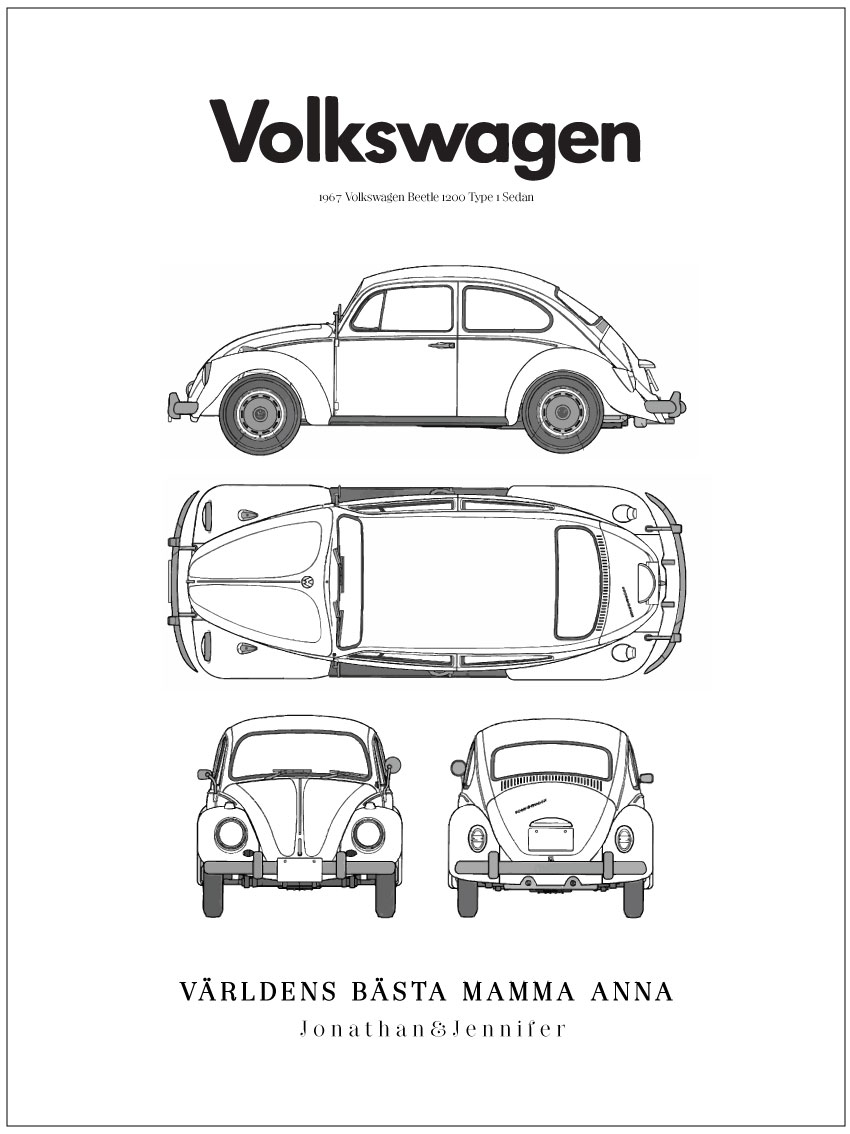 BEETLE BLUEPRINT BILPOSTER